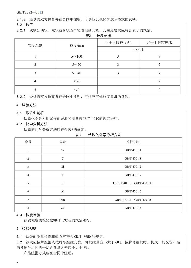 GB/T3282-2012鈦鐵國家標(biāo)準(zhǔn)