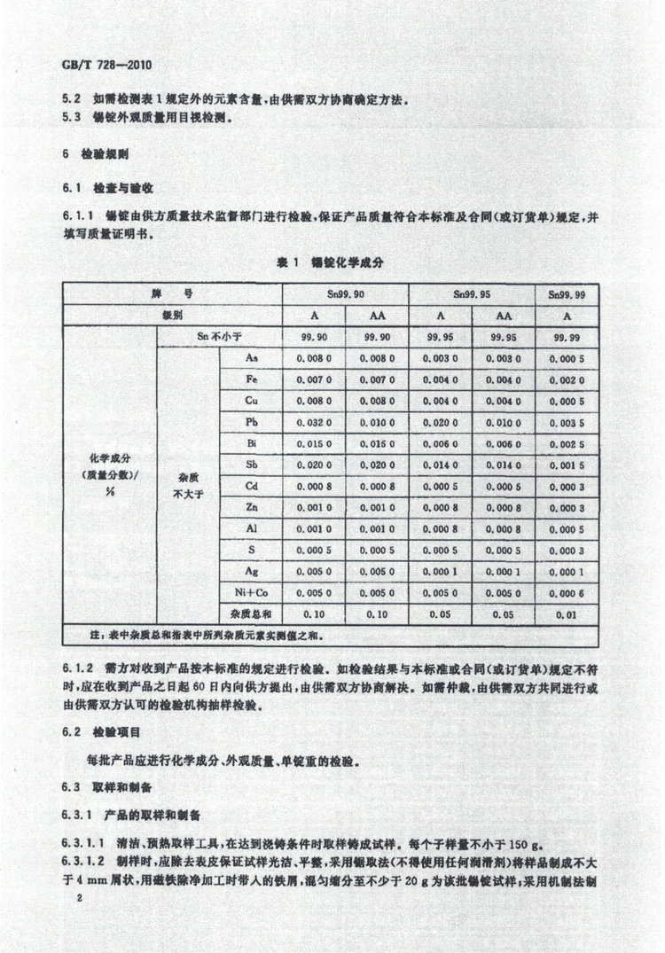 GBT728-2010錫錠國(guó)家標(biāo)準(zhǔn)